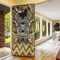Aotearoa Waikato Tainui Door Cover Maori Light Gold Tribal Paua Shell Pattern DT05 - Polynesian Pride
