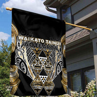 Aotearoa Waikato Tainui Garden Flag Maori Light Gold Tribal Paua Shell Pattern DT05 - Polynesian Pride