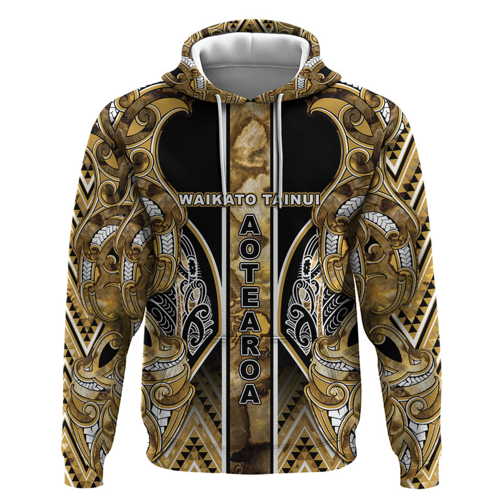 Aotearoa Waikato Tainui Hoodie Maori Light Gold Tribal Paua Shell Pattern DT05 Pullover Hoodie Yellow - Polynesian Pride