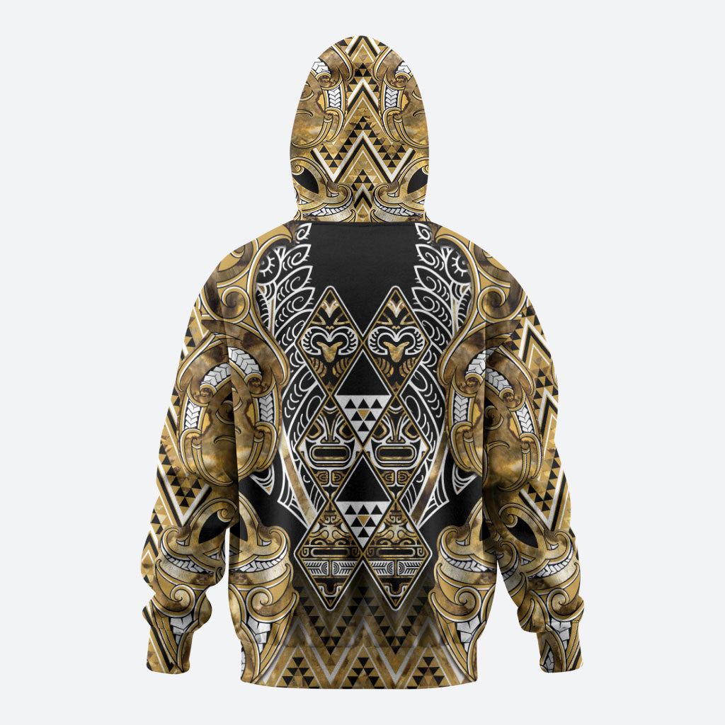Aotearoa Waikato Tainui Hoodie Maori Light Gold Tribal Paua Shell Pattern DT05 - Polynesian Pride