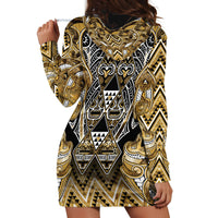 Aotearoa Waikato Tainui Hoodie Dress Maori Light Gold Tribal Paua Shell Pattern DT05 - Polynesian Pride