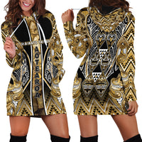 Aotearoa Waikato Tainui Hoodie Dress Maori Light Gold Tribal Paua Shell Pattern DT05 - Polynesian Pride