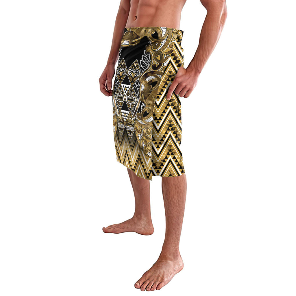 Aotearoa Waikato Tainui Lavalava Maori Light Gold Tribal Paua Shell Pattern DT05 - Polynesian Pride