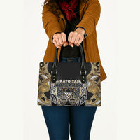 Aotearoa Waikato Tainui Leather Bag Maori Light Gold Tribal Paua Shell Pattern DT05 - Polynesian Pride