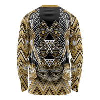 Aotearoa Waikato Tainui Long Sleeve Shirt Maori Light Gold Tribal Paua Shell Pattern DT05 - Polynesian Pride