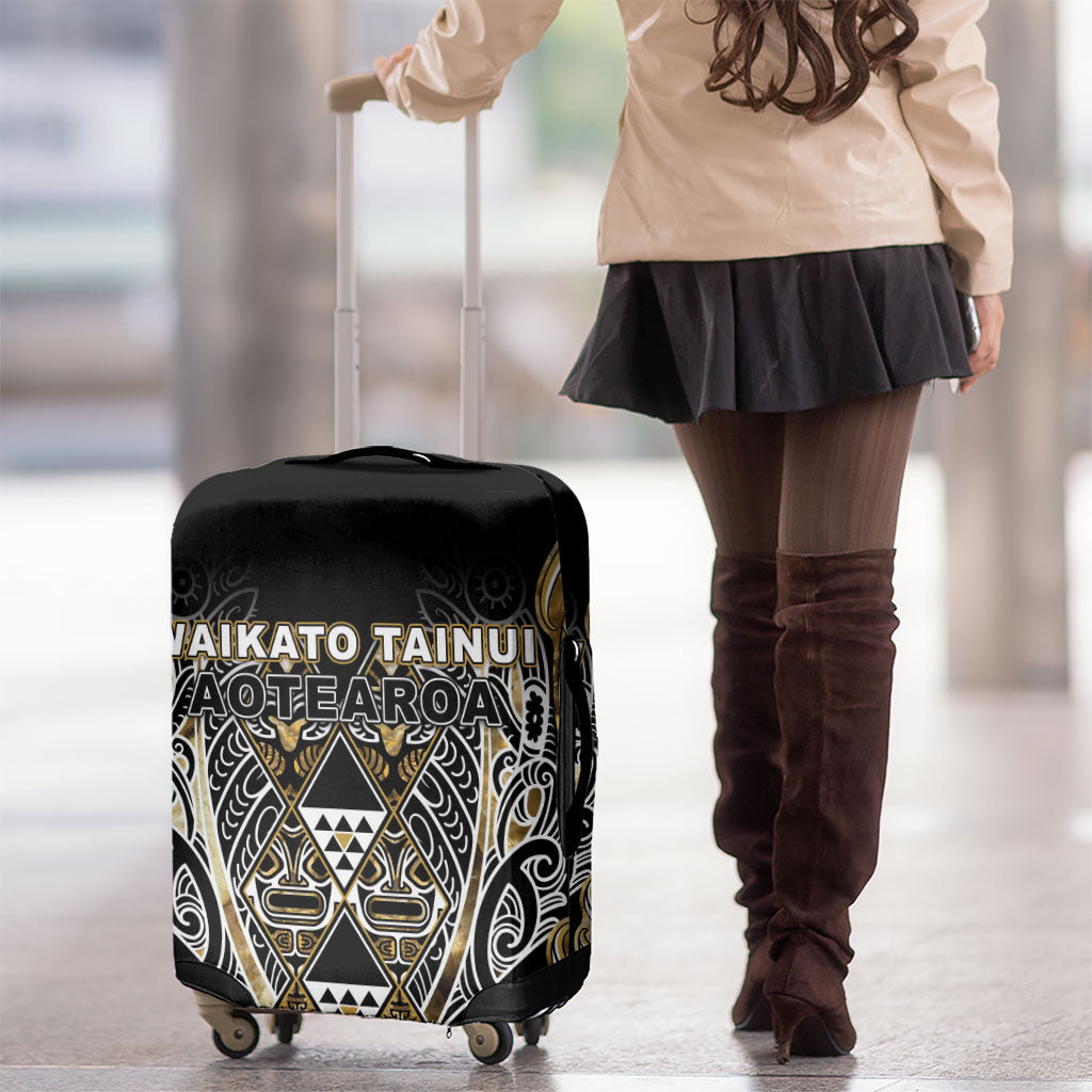 Aotearoa Waikato Tainui Luggage Cover Maori Light Gold Tribal Paua Shell Pattern DT05 - Polynesian Pride