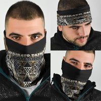 Aotearoa Waikato Tainui Neck Gaiter Maori Light Gold Tribal Paua Shell Pattern DT05 - Polynesian Pride