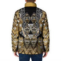 Aotearoa Waikato Tainui Padded Jacket Maori Light Gold Tribal Paua Shell Pattern DT05 - Polynesian Pride