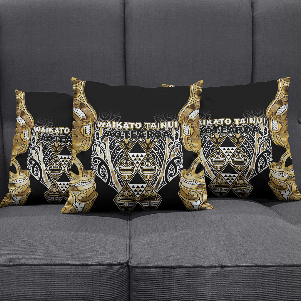 Aotearoa Waikato Tainui Pillow Cover Maori Light Gold Tribal Paua Shell Pattern DT05 - Polynesian Pride