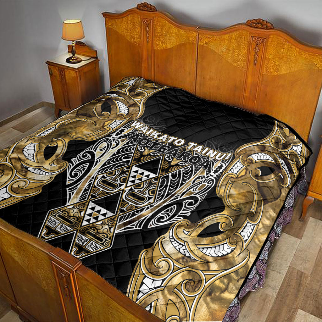 Aotearoa Waikato Tainui Quilt Maori Light Gold Tribal Paua Shell Pattern DT05 - Polynesian Pride