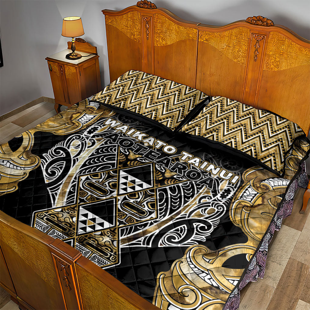 Aotearoa Waikato Tainui Quilt Bed Set Maori Light Gold Tribal Paua Shell Pattern DT05 - Polynesian Pride