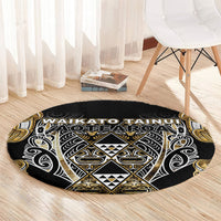 Aotearoa Waikato Tainui Round Carpet Maori Light Gold Tribal Paua Shell Pattern DT05 - Polynesian Pride