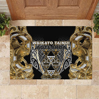 Aotearoa Waikato Tainui Rubber Doormat Maori Light Gold Tribal Paua Shell Pattern DT05 Yellow - Polynesian Pride