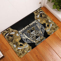 Aotearoa Waikato Tainui Rubber Doormat Maori Light Gold Tribal Paua Shell Pattern DT05 - Polynesian Pride