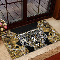 Aotearoa Waikato Tainui Rubber Doormat Maori Light Gold Tribal Paua Shell Pattern DT05 - Polynesian Pride
