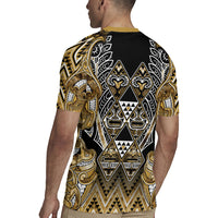 Aotearoa Waikato Tainui Rugby Jersey Maori Light Gold Tribal Paua Shell Pattern DT05 - Polynesian Pride