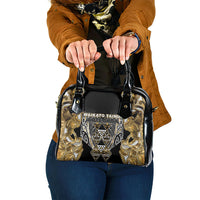 Aotearoa Waikato Tainui Shoulder Handbag Maori Light Gold Tribal Paua Shell Pattern DT05 One Size Yellow - Polynesian Pride