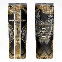 Aotearoa Waikato Tainui Skinny Tumbler Maori Light Gold Tribal Paua Shell Pattern DT05 Yellow - Polynesian Pride