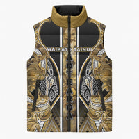 Aotearoa Waikato Tainui Sleeveless Puffer Jacket Maori Light Gold Tribal Paua Shell Pattern DT05 Unisex Yellow - Polynesian Pride