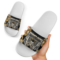 Aotearoa Waikato Tainui Slide Sandals Maori Light Gold Tribal Paua Shell Pattern DT05 - Polynesian Pride