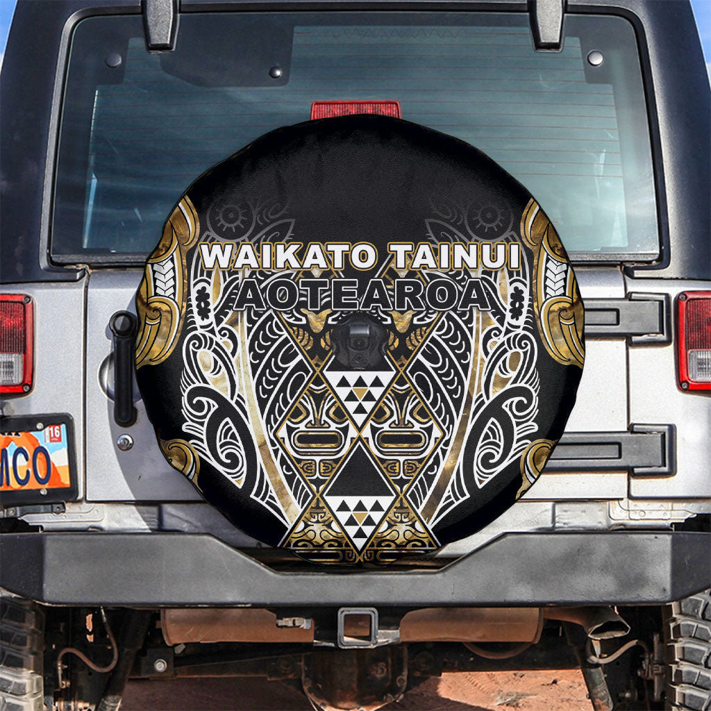 Aotearoa Waikato Tainui Spare Tire Cover Maori Light Gold Tribal Paua Shell Pattern DT05 Yellow - Polynesian Pride