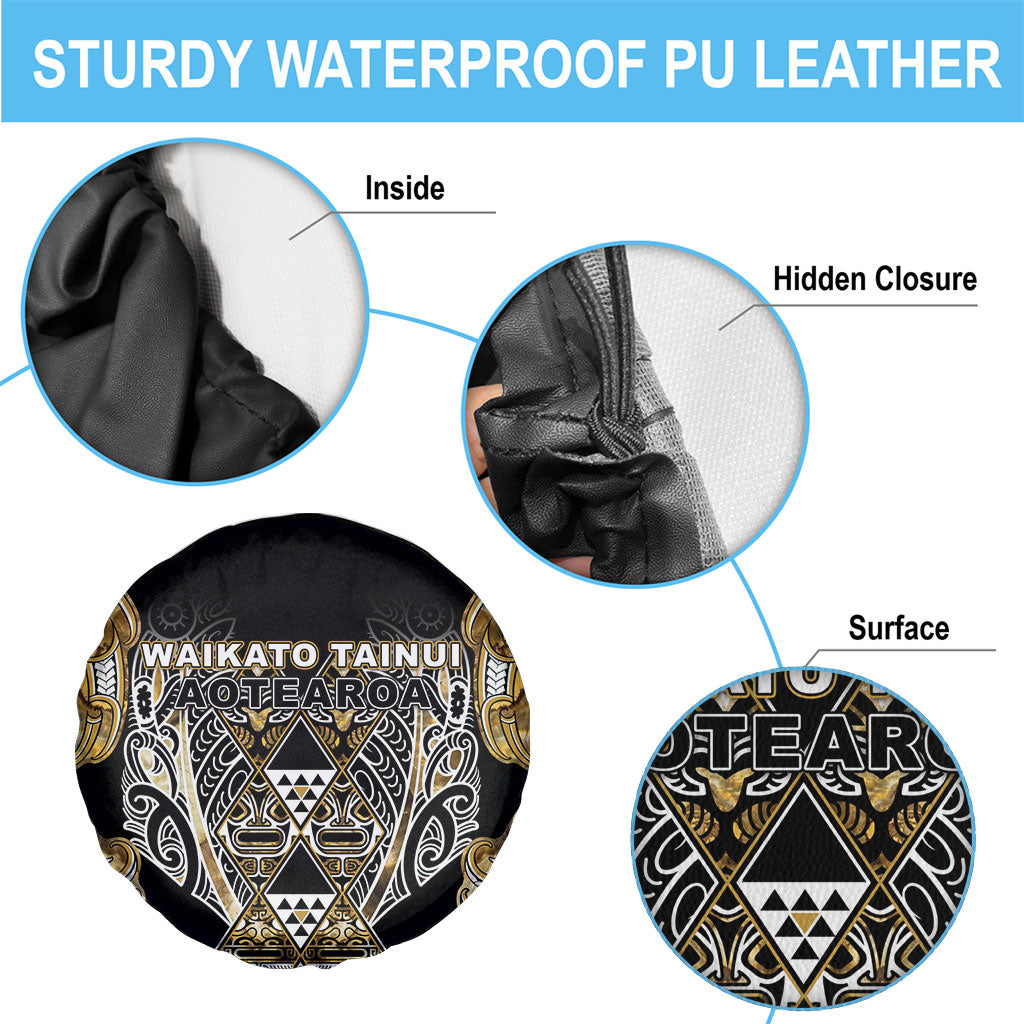 Aotearoa Waikato Tainui Spare Tire Cover Maori Light Gold Tribal Paua Shell Pattern DT05 - Polynesian Pride