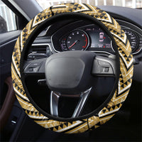 Aotearoa Waikato Tainui Steering Wheel Cover Maori Light Gold Tribal Paua Shell Pattern DT05 - Polynesian Pride