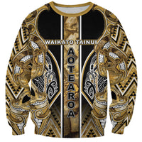 Aotearoa Waikato Tainui Sweatshirt Maori Light Gold Tribal Paua Shell Pattern DT05 Unisex Yellow - Polynesian Pride