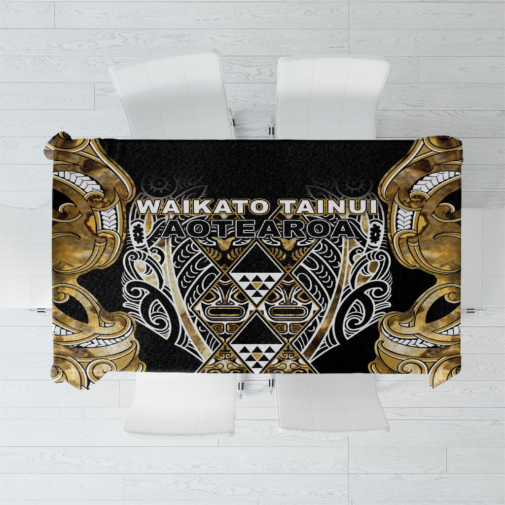 Aotearoa Waikato Tainui Tablecloth Maori Light Gold Tribal Paua Shell Pattern
