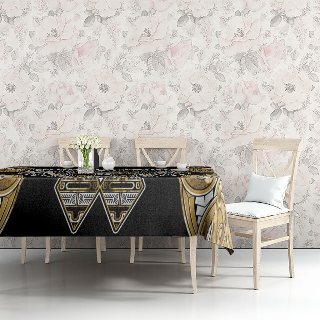 Aotearoa Waikato Tainui Tablecloth Maori Light Gold Tribal Paua Shell Pattern DT05 - Polynesian Pride