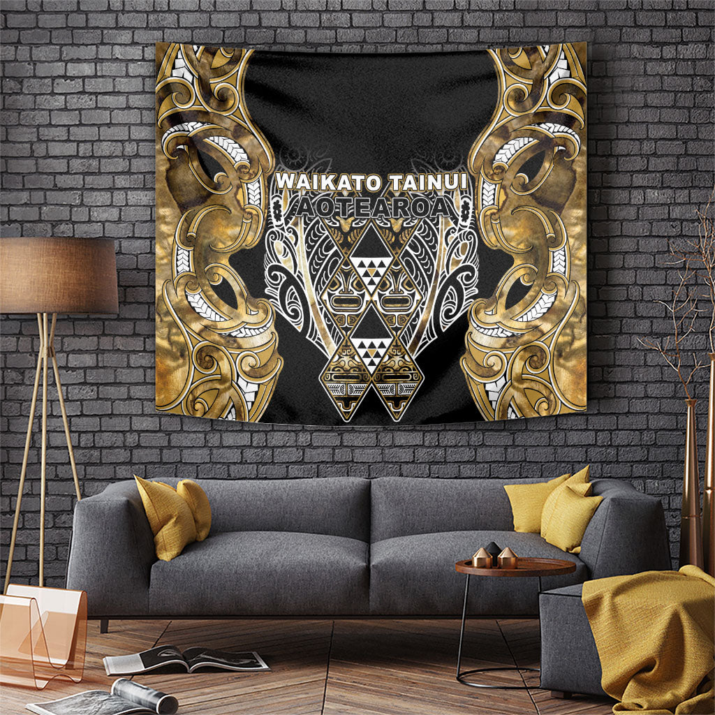 Aotearoa Waikato Tainui Tapestry Maori Light Gold Tribal Paua Shell Pattern DT05 Yellow - Polynesian Pride
