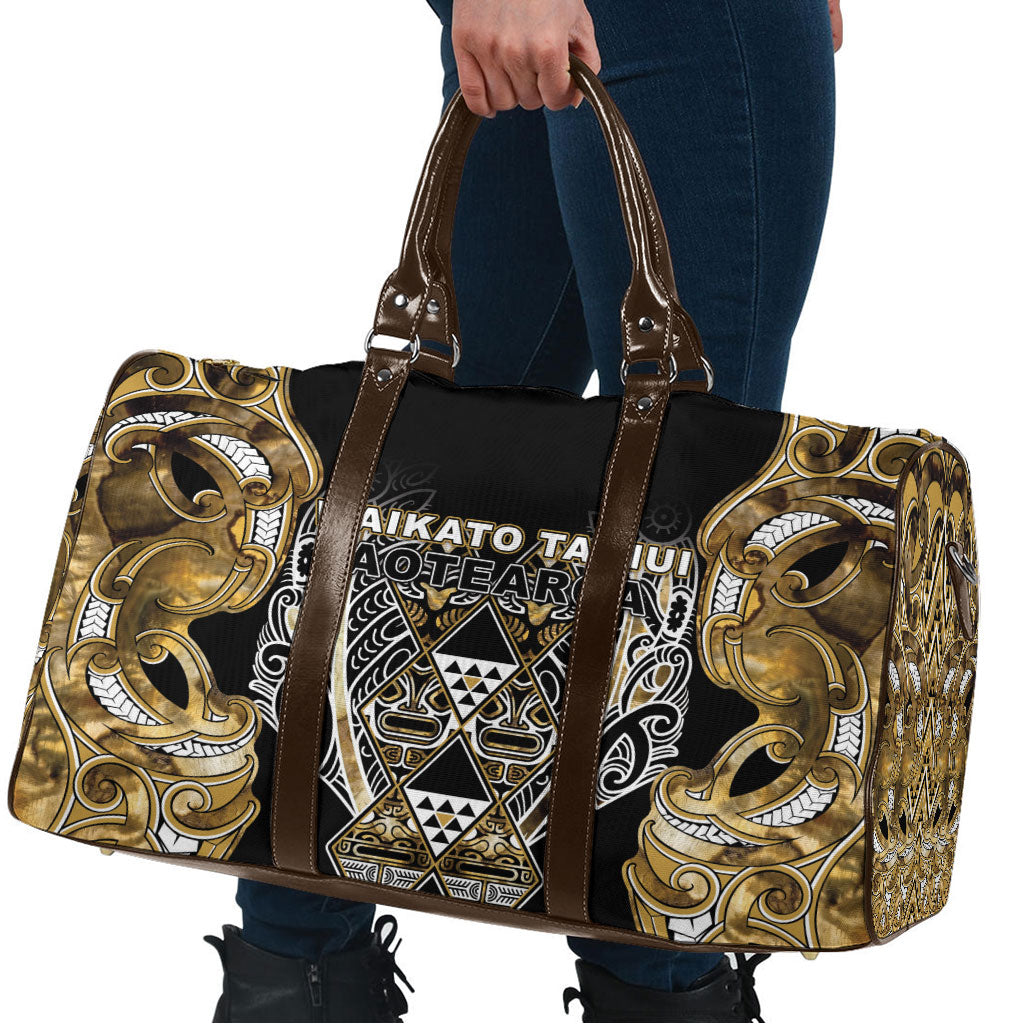 Aotearoa Waikato Tainui Travel Bag Maori Light Gold Tribal Paua Shell Pattern DT05 - Polynesian Pride