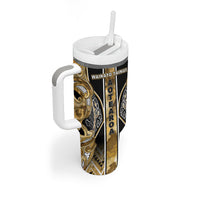 Aotearoa Waikato Tainui Tumbler With Handle Maori Light Gold Tribal Paua Shell Pattern DT05 - Polynesian Pride