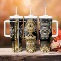 Aotearoa Waikato Tainui Tumbler With Handle Maori Light Gold Tribal Paua Shell Pattern DT05 - Polynesian Pride