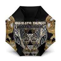 Aotearoa Waikato Tainui Umbrella Maori Light Gold Tribal Paua Shell Pattern DT05 One Size Folded 11.42 inch Opened Diameter 37.4 inch Yellow - Polynesian Pride