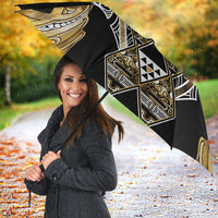 Aotearoa Waikato Tainui Umbrella Maori Light Gold Tribal Paua Shell Pattern DT05 - Polynesian Pride