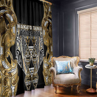 Aotearoa Waikato Tainui Window Curtain Maori Light Gold Tribal Paua Shell Pattern DT05 - Polynesian Pride