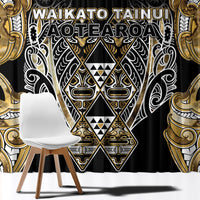 Aotearoa Waikato Tainui Window Curtain Maori Light Gold Tribal Paua Shell Pattern DT05 - Polynesian Pride