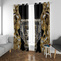 Aotearoa Waikato Tainui Window Curtain Maori Light Gold Tribal Paua Shell Pattern DT05 With Grommets Yellow - Polynesian Pride
