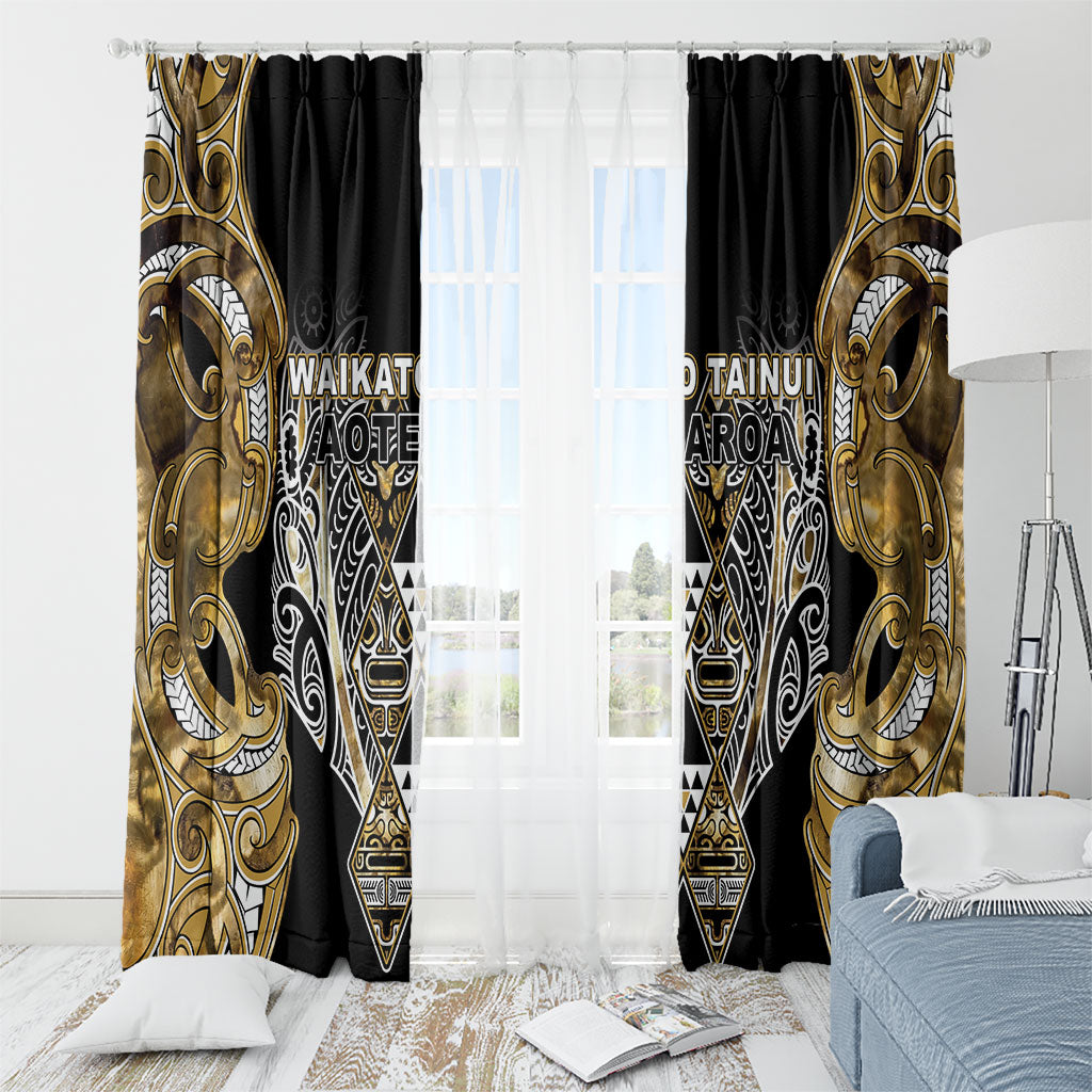 Aotearoa Waikato Tainui Window Curtain Maori Light Gold Tribal Paua Shell Pattern DT05 - Polynesian Pride