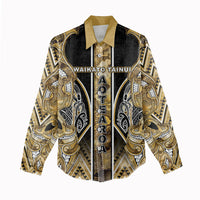 Aotearoa Waikato Tainui Women Casual Shirt Maori Light Gold Tribal Paua Shell Pattern DT05 - Polynesian Pride