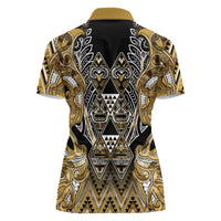 Aotearoa Waikato Tainui Women Polo Shirt Maori Light Gold Tribal Paua Shell Pattern DT05 - Polynesian Pride