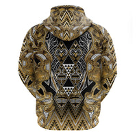 Aotearoa Waikato Tainui Zip Hoodie Maori Light Gold Tribal Paua Shell Pattern DT05 - Polynesian Pride