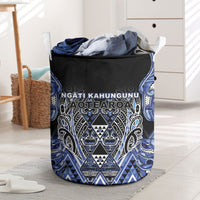 Aotearoa Ngati Kahungunu Laundry Basket Maori Tribal Blue Paua Shell Pattern DT05 Blue - Polynesian Pride