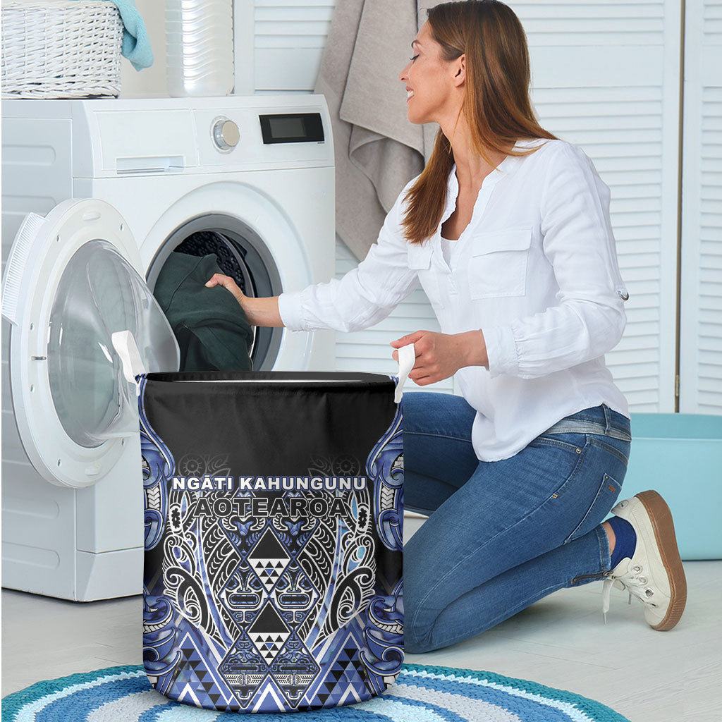Aotearoa Ngati Kahungunu Laundry Basket Maori Tribal Blue Paua Shell Pattern DT05 - Polynesian Pride