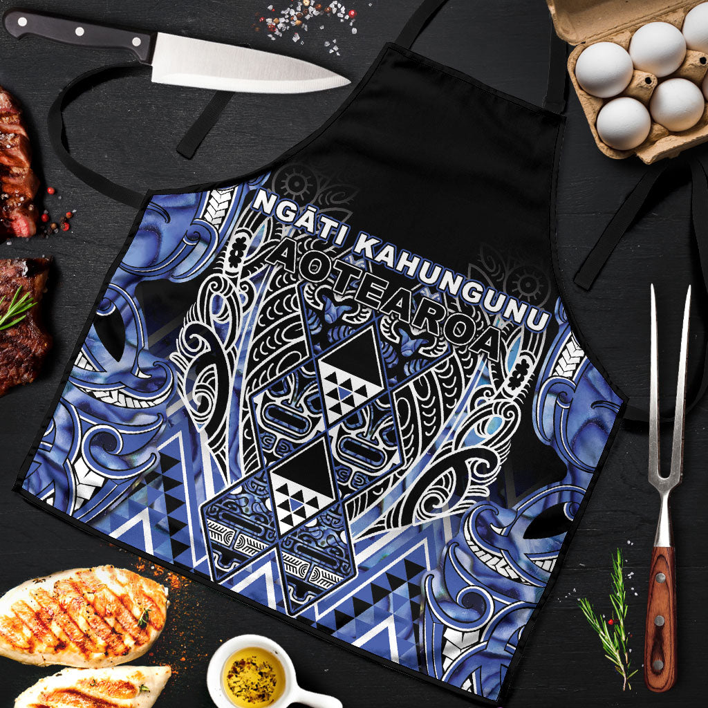 Aotearoa Ngati Kahungunu Apron Maori Tribal Blue Paua Shell Pattern DT05 Blue - Polynesian Pride