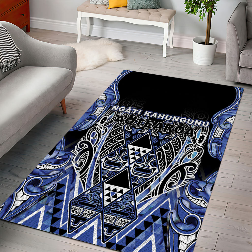 Aotearoa Ngati Kahungunu Area Rug Maori Tribal Blue Paua Shell Pattern DT05 - Polynesian Pride