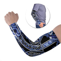 Aotearoa Ngati Kahungunu Arm Sleeves Maori Tribal Blue Paua Shell Pattern DT05 Set of 2 Blue - Polynesian Pride
