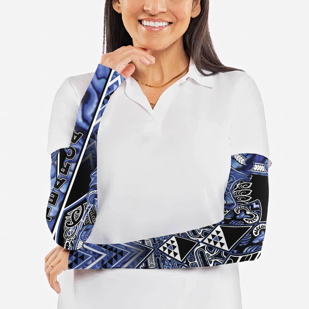 Aotearoa Ngati Kahungunu Arm Sleeves Maori Tribal Blue Paua Shell Pattern DT05 - Polynesian Pride