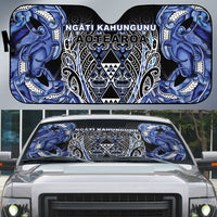 Aotearoa Ngati Kahungunu Auto Sun Shade Maori Tribal Blue Paua Shell Pattern DT05 Blue - Polynesian Pride
